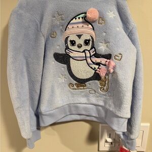 SOLD Penguin Embroidered Light Blue Sweater